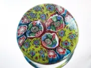 M Design Art Mouth Blown Rainbow Color Millefiori Art Glass Paperweight PW-1133
