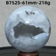 B7525-61mm-218g Natural agate spherulite geode ball quartz crystal Reiki healing