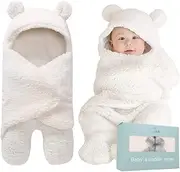 BlueMello Baby Swaddle Blanket | Ultra-Soft Plush Essential for Infants 0-6 Months | Receiving Swaddling Wrap White | Ideal Newborn Registry and Toddler Boy Accessories | Perfect Baby Girl Shower Gift
