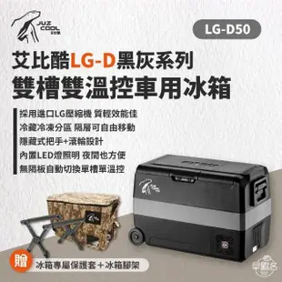 【Juz cool 艾比酷】雙槽雙溫控車用冰箱 LG-D50含變壓器 贈腳架+保護套(早點名露營生活館)