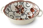Soup Bowls with Handles Noodle Ramen Curry Bowl,Ceramic Bowl,Ramen Bowl Ceramic,Pho Bowls Large,Soup Bowl Microwave Safe,Udon Noodle Bowl-Fu-23x20x7cm,800ml(Color:Big Flower)