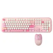 ANYMOB Bluetooth Keyboard And Mouse Combo Set Pink Retro Design Wireless Soft Touch Keys