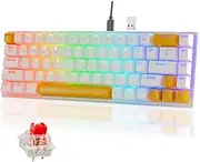 Wireless Mechanical Gaming Keyboard, 2.4G/USB-C/Multi-Device Bluetooth Keyboard, 60% RGB Light Up Mini Rechargeable Wireless Gaming keyboard for Xbox PS4 PS5 PC Laptop iPad Mac Red Switch (White)