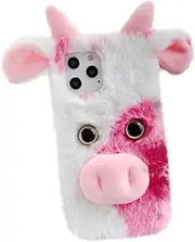 [DECORNIJIA] Fluffy Plush Phone Case for Cartoon Durable TPU Soft Furry Cover Present for Protective Comfortable Phone Shell