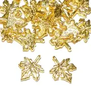 M430 Gold 13mm Maple Leaf Single-Sided Charm Drop Jewelry Component 20pc