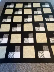 QUILT TOP~BLACK-TAN-WHITE 52” X 60” BED~LAP- HOME DECOR~PIECED~NEW U,S.A