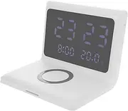 1Pc Wireless Charger Dock with Alarm Clock Charger Storage Holder Practical Design for Clean Desktop Safe Charging with Multiple Protections Compatible