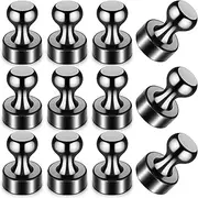 VNDUEEY Magnets, Fridge Magnets, 12 Pack Neodymium Magnets, 12 X 16 mm Strong Magnet, Small Magnets, Whiteboard Magnets, Magnets for Crafts, Magnets for Whiteboard, Fridge, Rare Earth Magnet, Black