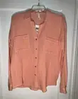 Eileen Fisher NWT Peach Organic Cotton Lofty Gauze Classic Shirt Size XXS c858