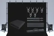 LINCO Backdrop Stand 10x7ft Background Support System with Black Screen