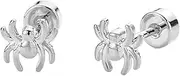 [Generic] Cute Spider Flat Screw Back Halloween Small Stud for Women Men Sensitive Ear Punk Stainless Steel Gold Silver Plated Animal Little Tiny Sleeper Cartilage Tragus Studs Fashion Jewelry for Birthday