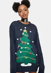 [American Stitch] Snowy Christmas Tree Sweater