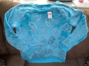 JUSTICE PLUSH TOP EMOJI SHIMMER SIZE 20PLUS TURQUOISE PLUSH WARM CUTE!