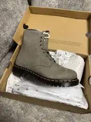 Size UK 7 - Dr. Martens 1460 Boots Serena Grey Black Green Nubuck Fur - RRP £180