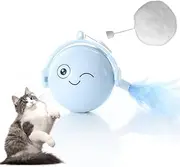 Smart Interactive Cat Toy Ball | Electric Auto Rolling Ball Cat Toy - with Feather Electric Auto Obstacle Avoidance Motion Activated Rolling Ball Toys for Large Cat, Medium Dog