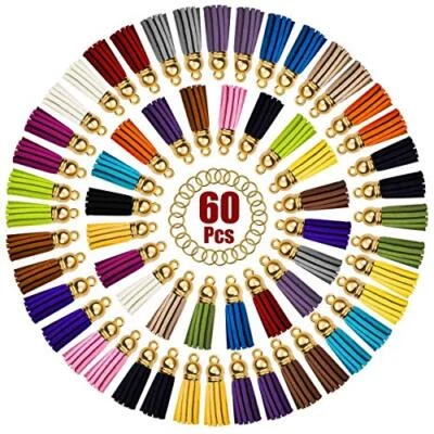 Tassels for Keychains Faux Suede Tassel for DIY Jewelry Making 60 Pcs Leather