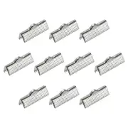 300Pcs Ribbon Crimp Clamp Ends 20mm Cord End Clasp for DIY Craft Silver White