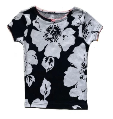 Carter's Baby Girls Black White Floral Print Short Sleeve T Shirt Size 24 months