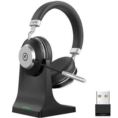 Wantek Bluetooth Headsets with Mic USB Dongle Wireless Headphone for Home Office