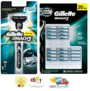 20 Gillette Mach3 8 4 Cartridges Blades Refill Shaver Razor Handle Fit M3 Turbo