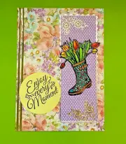 Handcrafted, springtime bouquet greeting card