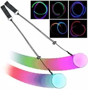 LED Poi Balls, Pack of 2 Poi Juggling Balls, Glow Poi Balls with Rainbow Colours and Strobe Effect, Soft Light Ball, Adjustable Cords for Children and Adults