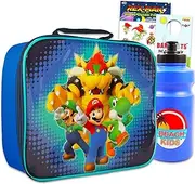 Super Mario Lunch Box for Boys Set - Bundle with Mario Lunch Bag Plus Water Bottle, Stickers, More | Super Mario Lunch Pail for Kids, Boys, Girls