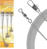 Fishing Leaders Kit, 60 Pieces Stainless Steel Fishing Rigs Saltwater Wire Leaders Lines with Swivels Snaps Fishing Tackle Bait Hook Connector 6/8/10 Inch
