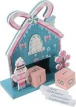 SHINEOFI Christmas Advent Countdown Calendar Nutcracker Wooden Perpetual Calendar for Home Office Classroom Decoration Festive Blue Desktop Decor for Counting Down to Christmas Eve
