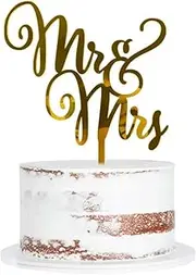Qertesl Acrylic Mr & Mrs Cake Topper,Bride and Groom Cake Topper, Wedding or Anniversary party Decoration Supplies