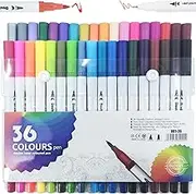 36Pcs Dual Markers Brush Pens, BetterJonny Dual Brush Tip and Highlighters for Adult 0.4mm Fine Point Pens and 1-2mm Brush Pens Art Marker Double Tip Colored Pen for Coloring Hand Lettering Art