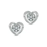 Diamond Accent Cluster Heart Stud Earrings in 10K White Gold
