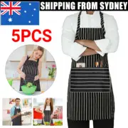 5pcs Apron Professional Washable Chefs Striped Apron for Chef BBQ Cafe AU