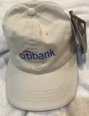 VTG CITIBANK FLEXFIT HAT FITTED CAP BEIGE NWT BY YUPOONG - See Description