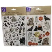 SPOOKY HALLOWEEN RUB ON TRANSFERS GHOSTS SPIDERS SKELETONS Skulls Haunted Cat