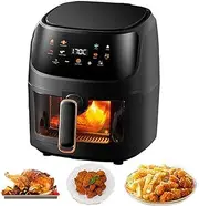 Air Fryer Oven, 8L Stainless Steel Visual Air Fryer, 1350W Smart Oven with Digital Timer, Touchscreen and 8 Presets Menu, 80-200℃ Temperature Control, Automatic Power Off, for Home Kitchen