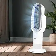 Spector 2-in-1 Bladless Tower Fan, 35W Cooling,10 Speed Adjustable,Timer, Remote Control,180° Manual Tilt 120° Powered Swivel Air Cooler, Portable Fan Freestanding, Instant Heating up, Cooling down