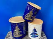 Tupperware Christmas Canister Set of 3 Stacking " D, C, B " 4.3, 3.0, 2.0L