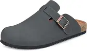 [ZUSERIS] Clog Men's Mules Women's Slippers Unisex Cork Footbed Garden Shoes Women Closed Slides Adjustable Slippers, Gray, 9 US