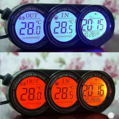 Car Mini Dashboard LED Backlight Digital Display Temperature Thermometer&Clock
