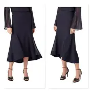 CAMILLA AND MARC Womens Size 8 Navy Nell Gauze Midi Skirt NEW + TAGS RRP$450