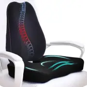 Memory Foam Seat Cushion & Lumbar Support Set for Office Chair Back Relief