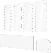 Cake Scraper 6 Pieces Acrylic Cake Smoother Scraper Cake Decorating Comb Icing Smoother Pastry Cutter for Mousse Butter Cream Cake Decoration, 11 Patterns for Different Shapes of Cake Edges
