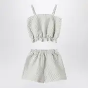[Il Gufo] Granite-coloured set in striped seersucker 3 Y Grey