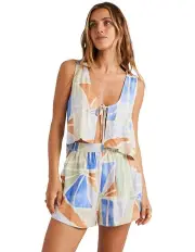 [Billabong] Mystic Tides Tie Cropped Open Front Top in Multi