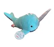 NWT 7” Aurora Plush Sequin Sea Star Narwhal Stuffed Animal Blue Rainbow Belly