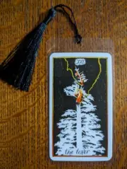 THE TOWER Bookmark Tarot Card Wild Art Deck Xmas Gift Oracle PINE TREE LIGHTNING