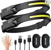 2 New High Light Headlamp Recharge Flashlight W/ 230 Degree & Cases Hiking