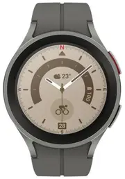 Samsung Galaxy Watch5 Pro - 16GB - Gray -Titanium-D-Buckle Sport Band-Gray - Gray - Titanium - Gray - D-Buckle Sport Band - 45mm - Fluoroelastomer - Refurbished (Excellent Condition)