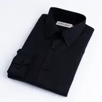 在飛比找PChome24h購物優惠-CHINJUN商務抗皺襯衫長袖、素色黑
